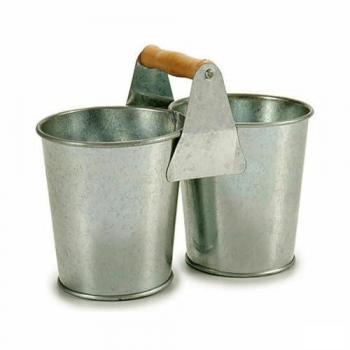 Ibergarden Pflanzbehälter „Doppel“ – Braun & Silber, Zink‑Material, 24 Stück
