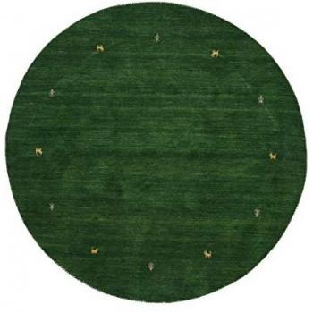 Gabbeh Uni Green Handwoven Wool Round Rug 300cm