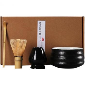Matcha Preparation Set: Bamboo Whisk, Spoon, and Ceramic Bowl