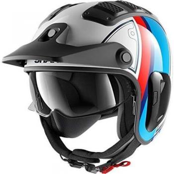 Shark Motorradhelm X‑DRAK 2 in Rot-Weiß mit Blauakzenten (S)