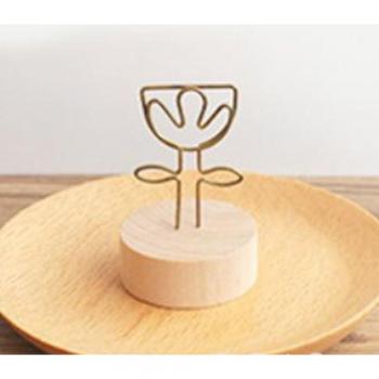 Porte-mémo avec Base de Table en Bois et Métal