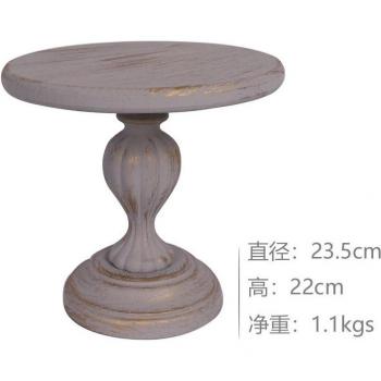 Pastel Plateador Dorado “Vintage” con Soporte de Madera
