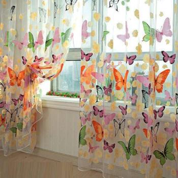 Divisor de Habitación con Cortinas de Paneles, Estampado de Mariposas, 200cm x 100cm