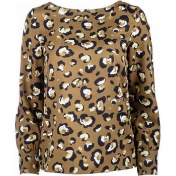 Camicia elegante a maniche lunghe, scollatura tondo, fantasia leopardo Vero Moda Khaki
