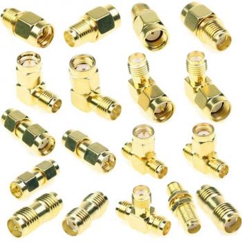 Fourniture 18 pièces : SMA mâle/femelle, prises antennes, convertisseurs coaxiaux et adaptateurs