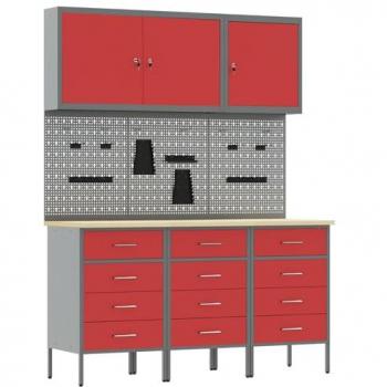 Rosso Studio 8‑Set – Armadietto + Pannello a Punte (MDF/Metallo)