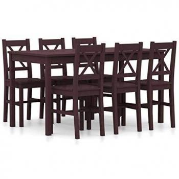 VidaXL Ensemble de Salle à Manger 7 pcs Pinède Marron foncé