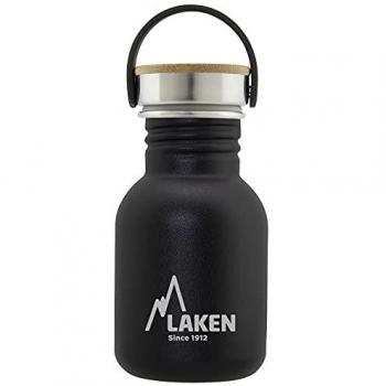 Bamboo Steel 0.35 L: Botella de Agua Inoxidable con Asa, Negro