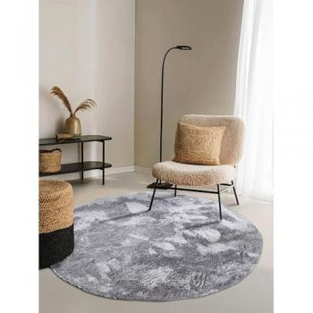 High‑Pile 160 cm Circular Rug in Matte Brushed Nickel, Elle Decoration