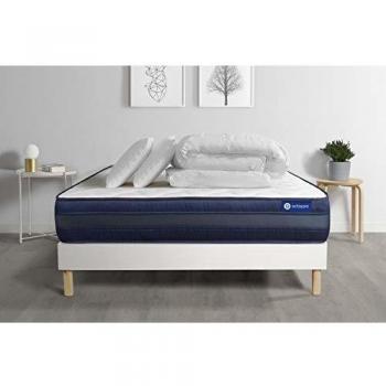 Pack Sommiers-Matelas Actilatex Maxis 140x200, 24 cm, Très Ferme – Kit Blanc + Oreillers + Couette