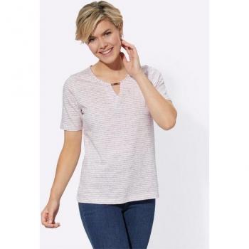 Roségoldenes Kurzarmshirt mit Streifen