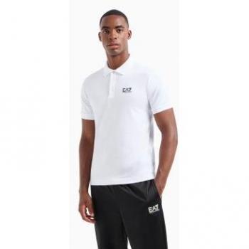 Polo Emporio Armani EA7 Polo bianca con mini logo per uomo