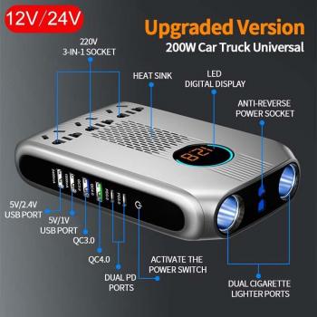 12V/24V zu 220V Konverter, Dual PD20W Schnellladegerät für Lkw und Heim