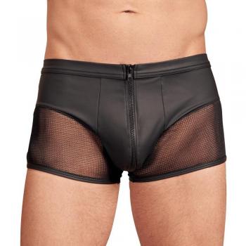 Boxer effet cuir mat avec résille et zip