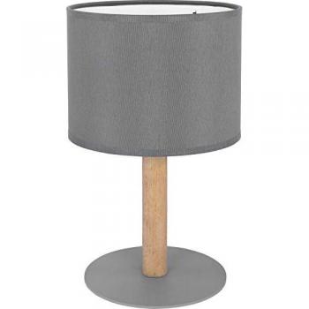 Wohnzimmer Leuchte SEYA – Hölzerne Tischlampe mit Stoffhülle