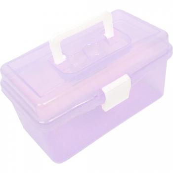 Clear Purple Hardware Tools Storage Box with Plastic Handle
