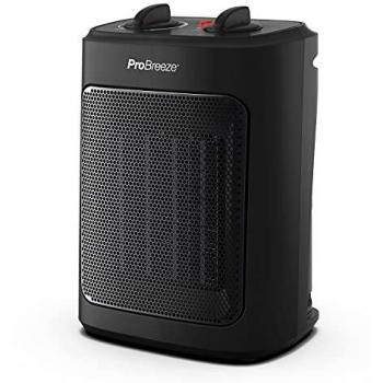 Pro Breeze 2000W Mini Ceramic Space Fan Heater 3 Heat Settings NEW Upgrade BLACK