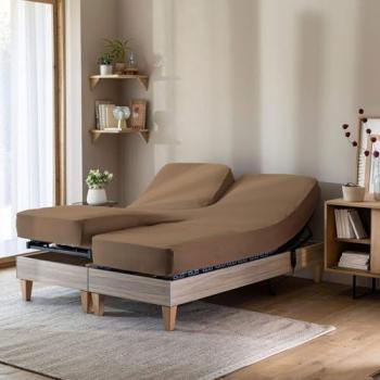 Drap Housse Jersey Marron pour Lit Articulé 2x90x200