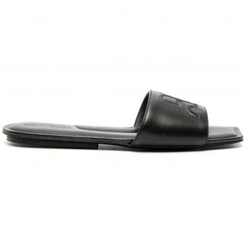 Courreges Women's Black Leather Flat Sandals