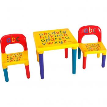 Ensemble de meubles pour enfants 3 Tlg. : chaise d'enfant, chaise haute et table