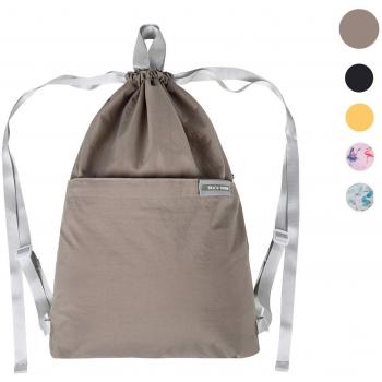 Damen-Faltrucksack Micv – Monochrome Farbe, Tunnelzug, Eingebautes Fach – Grau
