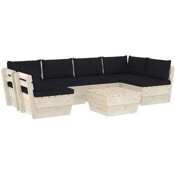 Ensemble de mobilier de jardin 7 pièces en bois imprégné