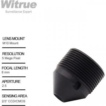 Lente Pinhole M10 5MP 8mm F2.5 para sistemas de seguridad