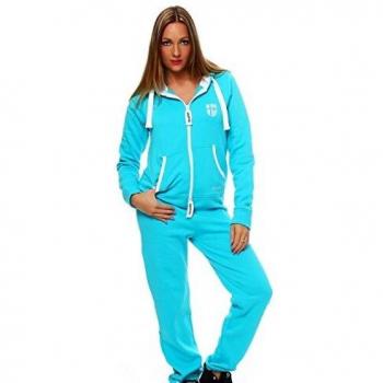 Türkiser Damen Trainingsoverall – Jumpsuit, Slim Fit, S