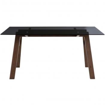 MILIBOO Designer-Esszimmer Tisch L160 cm aus schwarzem Rauchglas und Holz BACCO