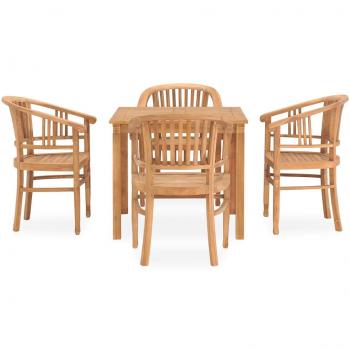 Vidaxl 5 Piece Outdoor Dining Set Solid Teak Wood