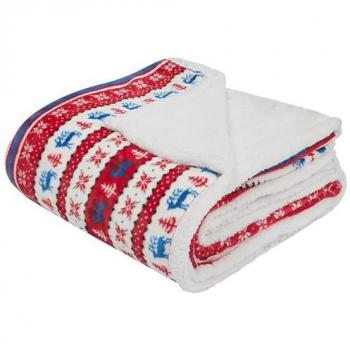Plaid Hivernal Reka – Rouge et Blanc, Motif Noël 200 x 220 cm