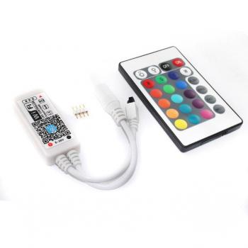 Dimmer Wifi Inalámbrico para Tiras LED RGB/RGBW con Control Remoto IR de 24 Teclas