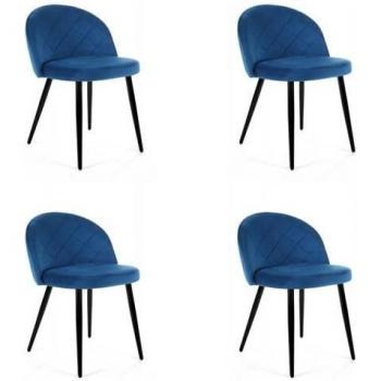 Gruppo di 4 sedie AKORD Velluto Blu Navy