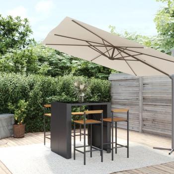 VidaXL 5 Piece Garden Bar Set Black Wicker & Solid Wood