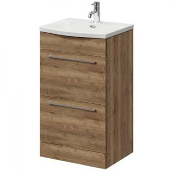 Napoli 500mm Floor Standing Vanity Unit | Tobacco Oak | Curved Basin