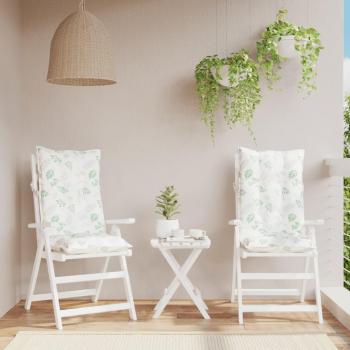 Cojines de silla respaldo alto 2 uds tela Oxford estampado hojas Verde