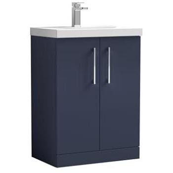 Balterley Level Blue 600 mm Twin‑Door Vanity & Mid‑Edge Ceramic Basin, Soft‑Close Door System