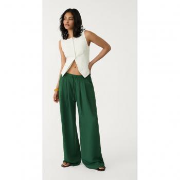 Stradivarius XL Bottle Green Drapery Trousers