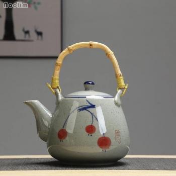 Retro Blue and White Ceramic Teapot