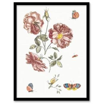 Blooming Roses with Butterflies & Snail
