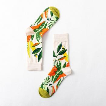 Calcetines Casual de Algodón para Mujeres con Motivo Botánico