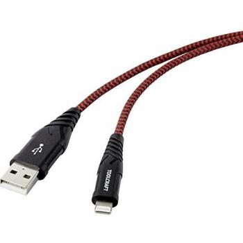 TOOLCRAFT USB-Kabel USB 2.0, USB-A Stecker, Apple Lightning Stecker 1.00 m, Schwarz-Rot