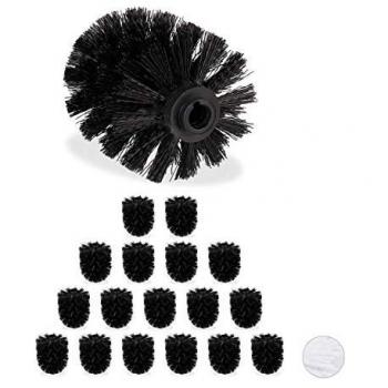 Set of 18 Relaxdays WC Brush Heads – 12 mm Thread, 7 cm, Black