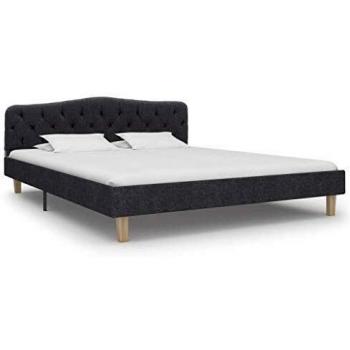 Lit Adulte Double Cadre à Lattes sur Pied Gris Foncé