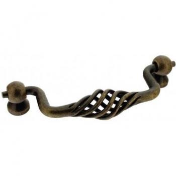 Ensemble de 2 poignées de porte en acier fer patiné 96mm, Torsade Tombante