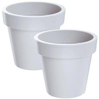 Macetas de plástico Lofly en color blanco 24,5 x 24,5 x 22,5 cm