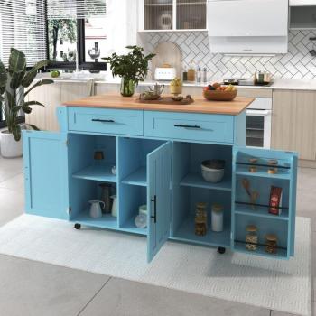 Credenza Carrello Grande 129x46(71)x91,5 cm con Piano di Lavoro Venature Legno e Porta Stoccaggio Pieghevole