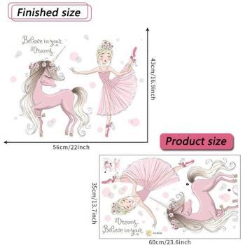 Cartoon Ballet Dancer Wall Decal for Children's Rooms