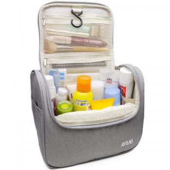 Kulturtasche zum Aufhängen, Airlab mit Tragegriff, 24x 19,5 x 12,5cm, Grau