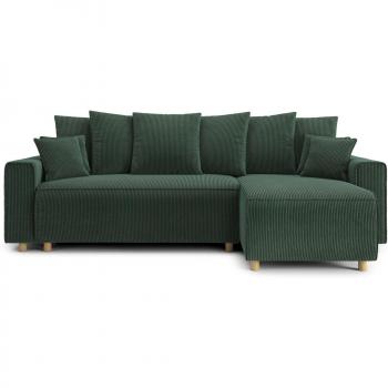 Canapé d'angle CHARTRONS velours côtelé vert 4 places